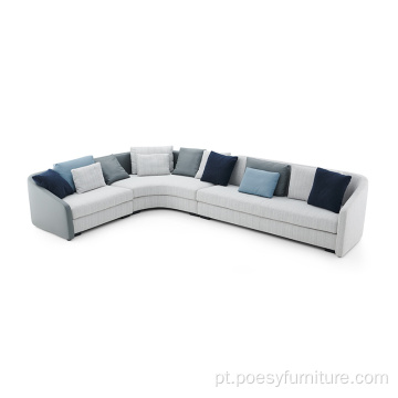 Sofá de tecido moderno 7 lugares móveis de sala de estar